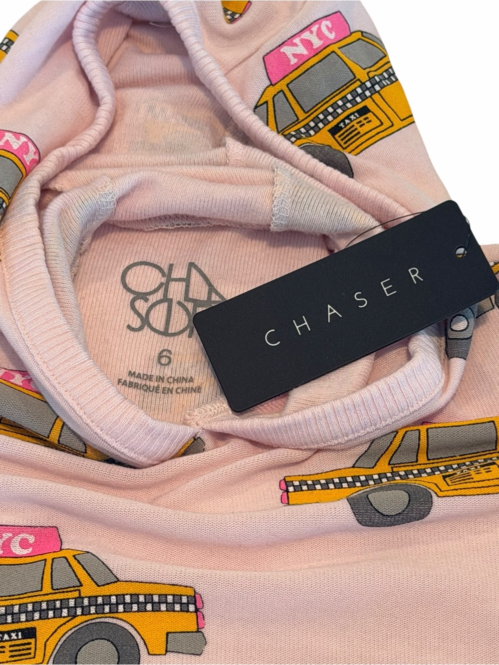 Chaser Pink NYC Taxi Print Hoodie Sweatshirt Girls Size 6 NWT - Picture 3 of 6